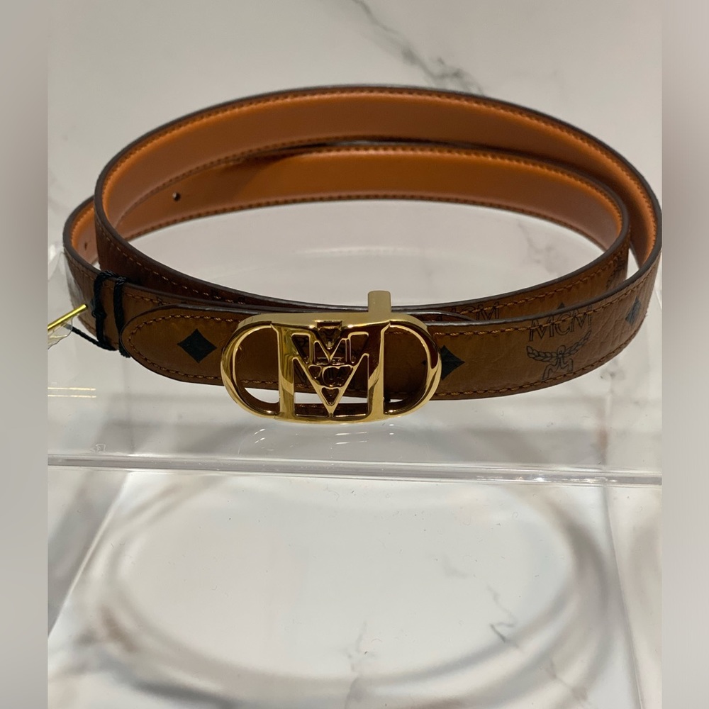 MCM Cognac - Womens Reversible Belt